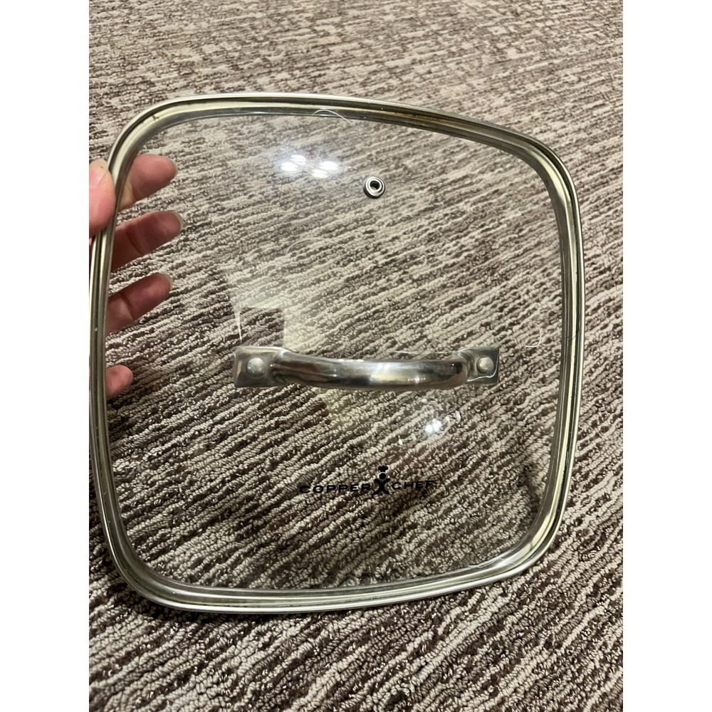 Copper Chef 9.5 Inch Square Tempered Glass Lid with Steam Vent Stainless Handle